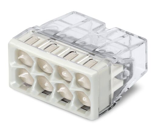 Клемма строительно-монтажная с пастой на 8 проводов 0.5-2.5 мм2 /24А, (CU+AL) WAGO