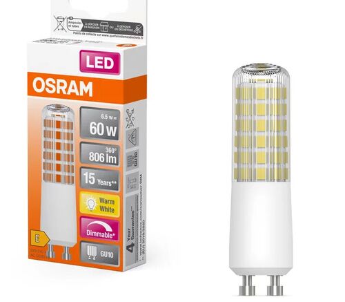 Специальная компактная лампа LED T SLIM 320° DIM 60-7W/827 230V GU10 LEDVANCE