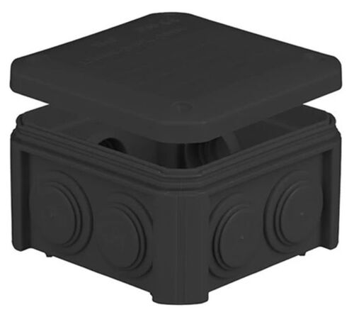 IB401 Коробка распределительная 90х90х52мм накладная черная самозатух. полипропилен 850 С IP55 UNIKA PLANK Electrotechnic