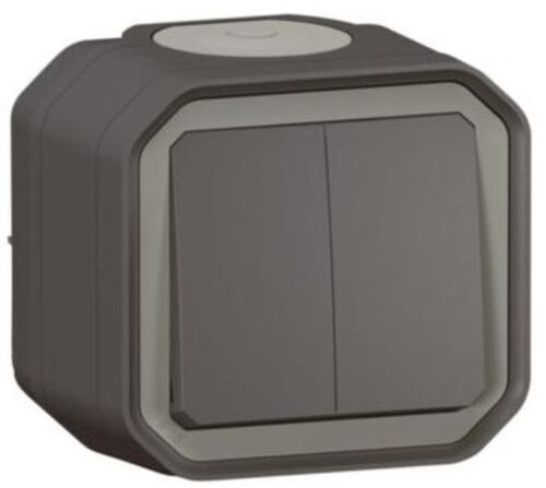 Переключатель/кнопка двухклавишный 10А накладной, цвет Антрацит ЕІВ PLEXO IP55 NEW Legrand
