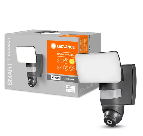SMART+ Wifi Camera Floodlight 24 W 3000 К 1800 lm IP44 Прожектор + HD_камера реального времени + Встроенный динамик и сирена: Гаражи, Входные зоны Темно-серый LEDVANCE фото 1