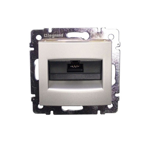 Комп'ютерна розетка 1xRJ45 кат.5Е UTP на захопленнях Valena (алюміній)