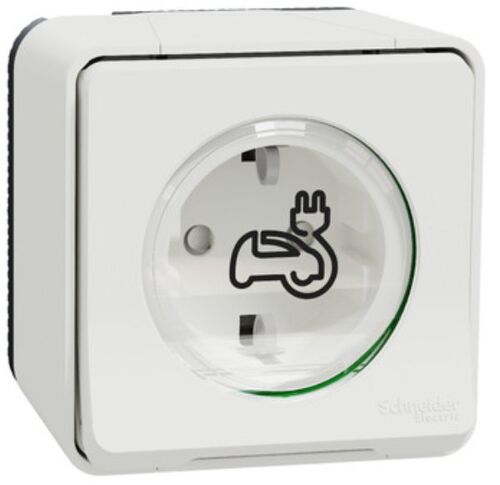 Розетка для електромобіля з посиленими контактами 16 А 250 В із заземленням та шторками накладна біла Mureva Styl Schneider Electric MUR39012