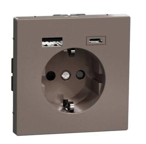 Розетка с з/к 16А + USB type A+C 3.0A, авт. клеммы, D-Life (мокко)