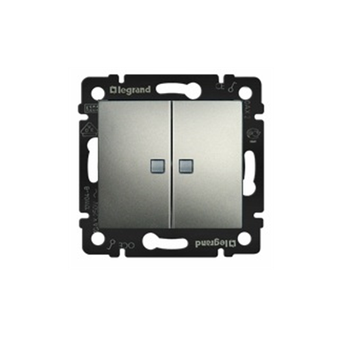 Двоклавішний вимикач з підсвічуванням Valena (алюміній)