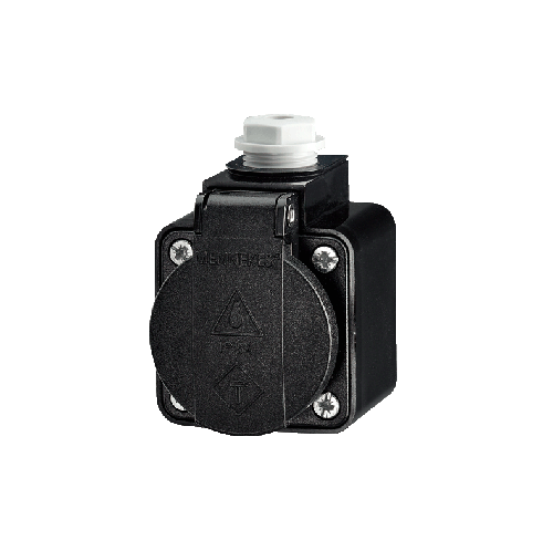 16А 2п+З 230В розетка SCHUKO настінна з пружинними клемами IP44 чорна