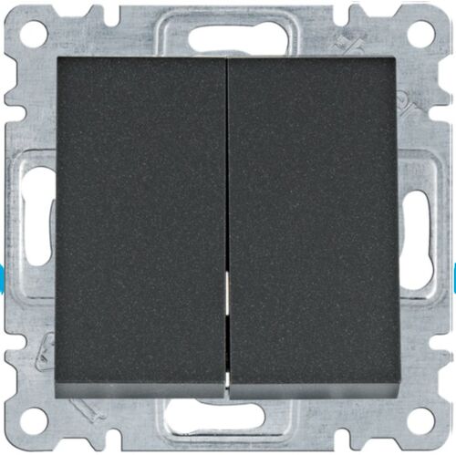 Вимикач 2-клавішний універсальний Lumina, чорний, 10АХ/230В Hager WL0053