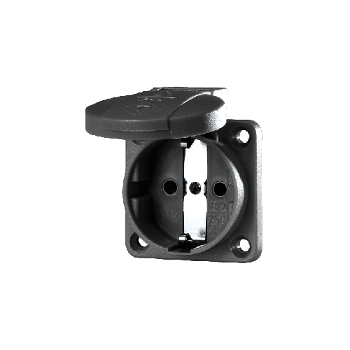 Розетка 16А 2п+З 230В SCHUKO IP54 панельная с пружинными клеммами черная Mennekes