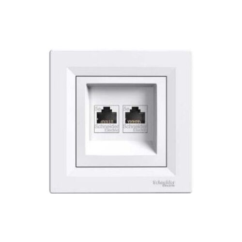 Комп'ютерна розетка подвійна 2хRJ45 кат. 5e 125 МГц без екрана (білий) Asfora