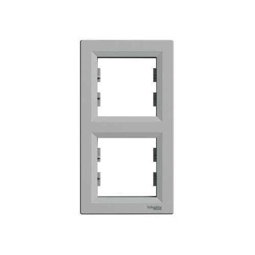 Рамка 2 местная вертикальная Asfora Алюминий