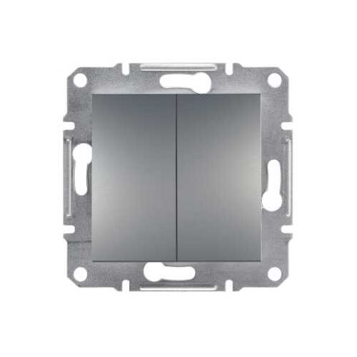Выключатель 2-клавишный Asfora Сталь