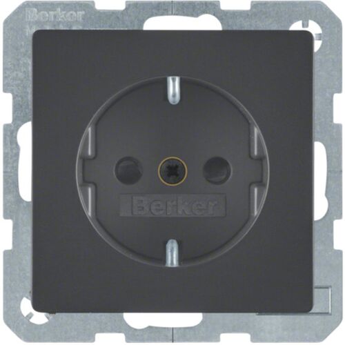 Розетка SCHUKO із заземленням16А/250В з підвищеним захистом від дотику Berker Q.1/Q.3/Q.7/Q.9, антрацитовий оксамит, лакована Hager 47236086