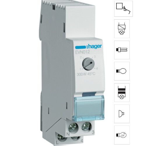 Светорегулятор универсальный "комфорт" 300 Вт на DIN-рейку  Hager EVN012