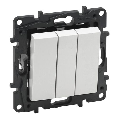 NILOE STEP Вимикач триклавішний 20А гвинтові клеми, колір Білий