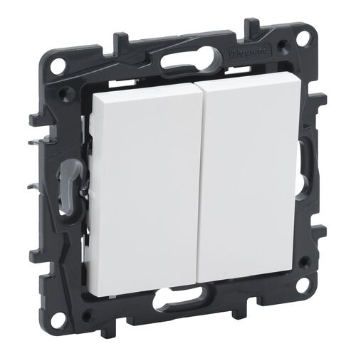 NILOE STEP Вимикач двоклавішний 10А автоматичні клеми, колір Білий