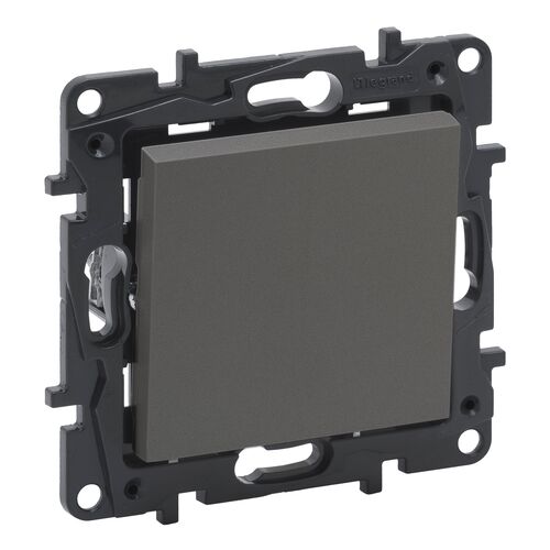 NILOE STEP Переключатель одноклавишный 10А автоматические клеммы, Цвет Сталь