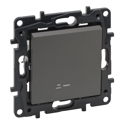 NILOE STEP Перемикач одноклавішний з підсвіткою 10А автоматичні клеми, колір Сталь