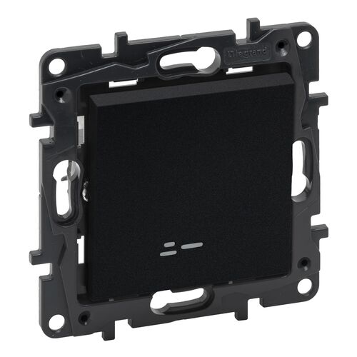 NILOE STEP Перемикач одноклавішний з підсвіткою 10А автоматичні клеми, колір Чорний