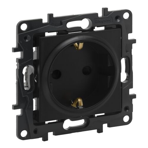 NILOE STEP Розетка силовая 2К+З 16А, 250 В винтовые клеммы, Цвет Черный