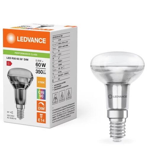 Светодиодная рефлекторная лампа R50 36° DIM 60-5,9W/927 230V E14 PERFORMANCE CLASS LEDVANCE