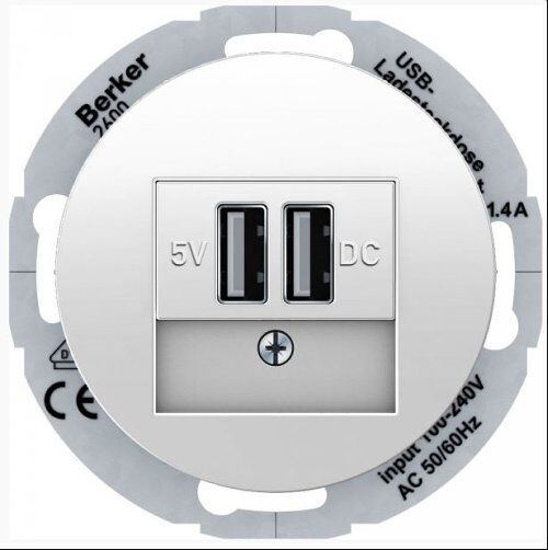 USB-розетка подвійна (3А/2*1.5А) 230В полярна білизна 1930/Glas/R.classic