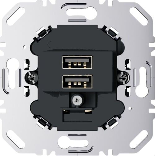 Механізм розетки/зарядки 2*USB (3А/2*1.5А) 230В антрацит