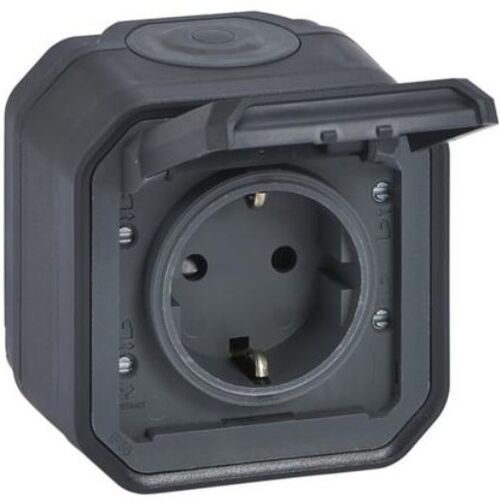 PLEXO Розетка 2К+З з гвинтовими клемами накладний, колір Антрацит