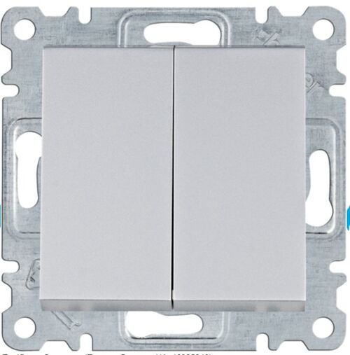 Выключатель 2-клавишный Lumina, серебряный, 10АХ/230В Hager WL0042