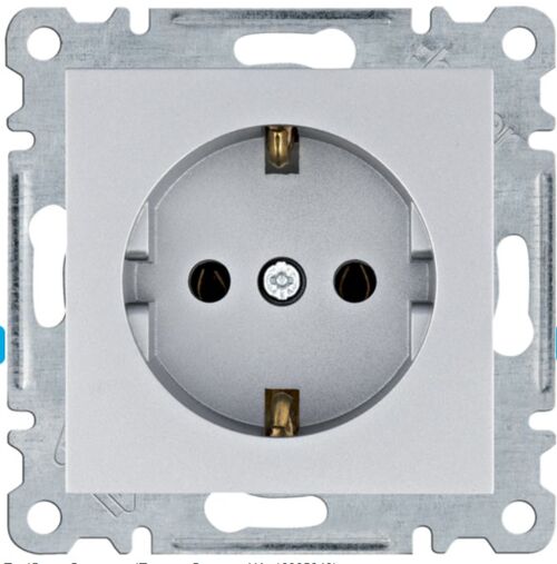 Розетка с заземлением Lumina, серебряная, 16А/230В Hager WL1052