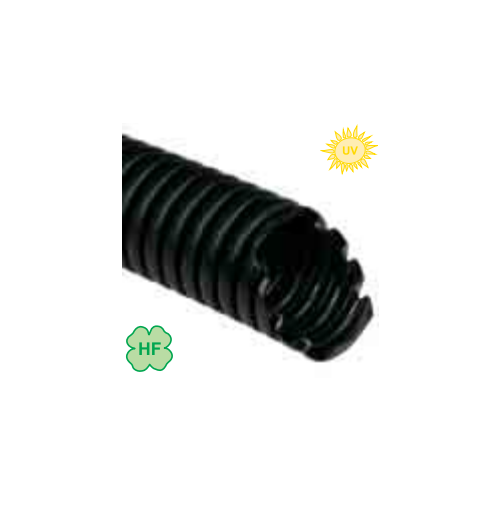 Труба гофрована d=25 гнучка ПЕ чорна з протяжкою УФ-стійка для зовнішнього монтажу