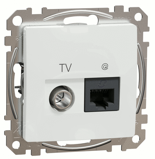 Розетка 2-на комп'ютерна 1*RJ45 cat.6 UTP н/екр. + TV індивідуальна 4dB, Sedna Design (білий)