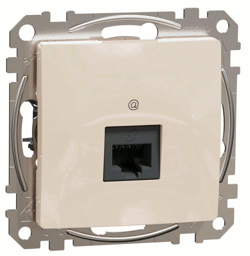 Розетка компьютерная 1*RJ45 cat.5e UTP не экранированная, Sedna Design (Бежевый)