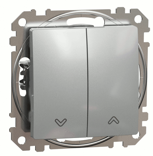 Кнопковий вимикач для жалюзі, 10А, Sedna Design, алюміній