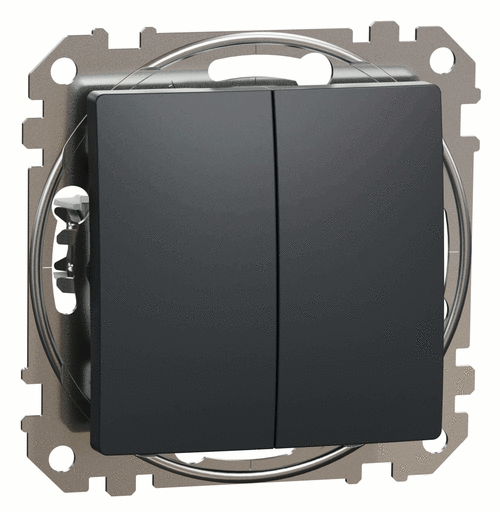 Выключатель проходной 2-кл. (сх.6+6), Sedna Design (Черный)