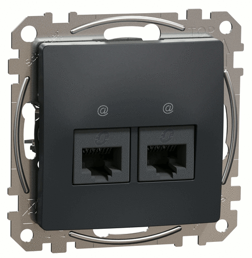 Розетка комп'ютерна подвійна 2*RJ45 cat.5e UTP н/екр., Sedna Design (чорний)