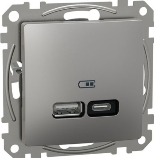 Розетка USB, Sedna Design & Elements, тип A+C, 3A, 21 Вт, алюміній Schneider Electric SDD113405