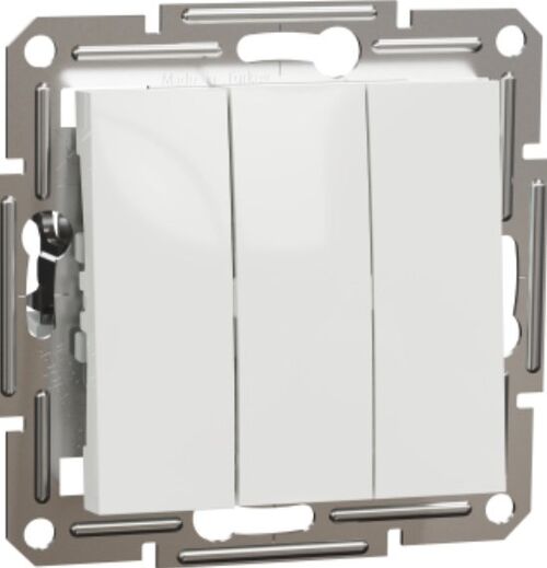 Выключатель трехклавишный 10 A 250V AC 2300 Вт без рамки Белый Asfora Schneider Electric EPH2170121