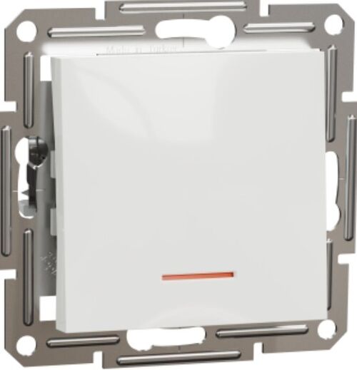 Переключатель 1 клавишный с подсветкой 10 A 250V AC 2300 Вт без рамки Белый, Asfora, Schneider Electric EPH1570121