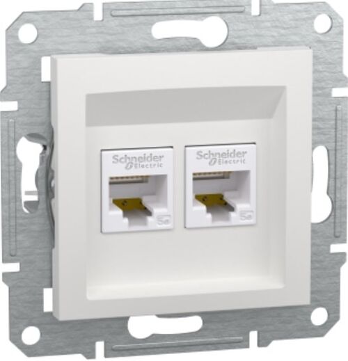Розетка 2хRJ45 подвійна тип UTP категорія 5E без рамки Білий Asfora Schneider Electric EPH4470121