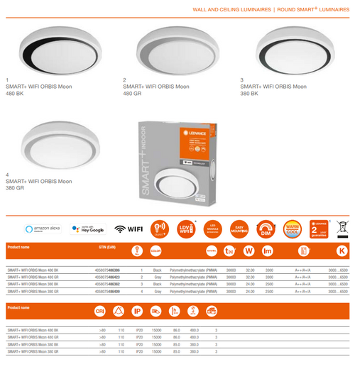 SMART + Wifi Orbis Moon Gray 380mm 3000...6500 К TW GR Потолочный светильник LEDVANCE фото 4