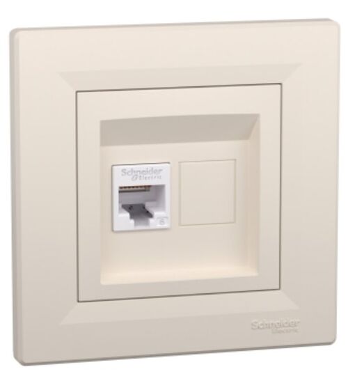 Розетка комп'ютерна 1*RJ45 cat.6 UTP н/екр. Asfora (кремовий) Schneider Electric EPH4700123