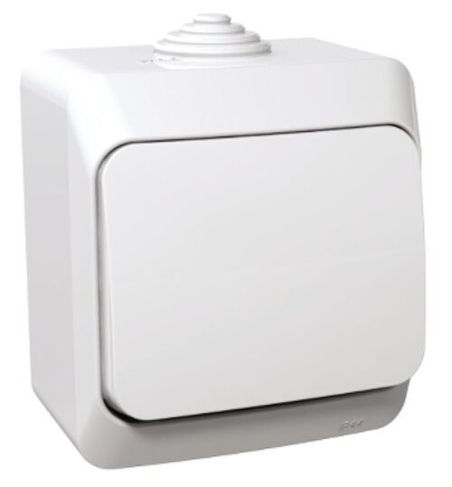 Выключатель проходной 1-клавишный внешнего монтажа IP44 (сх.6) Cedar Plus (белый) WDE000560