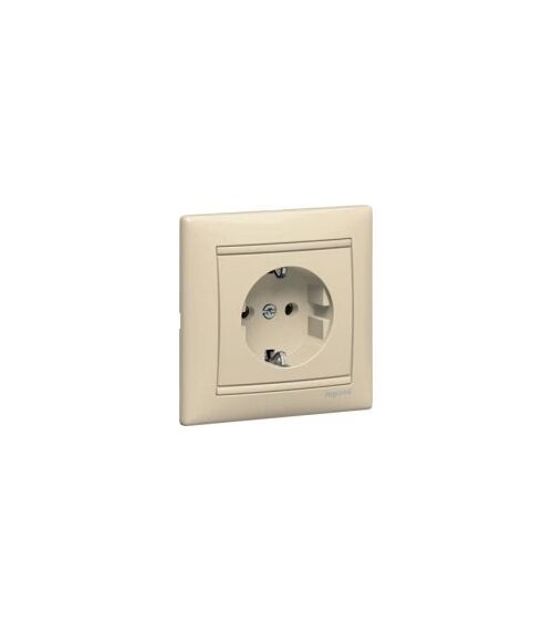 Розетка електрична з заземленням + шторки Valena (слонова кістка)