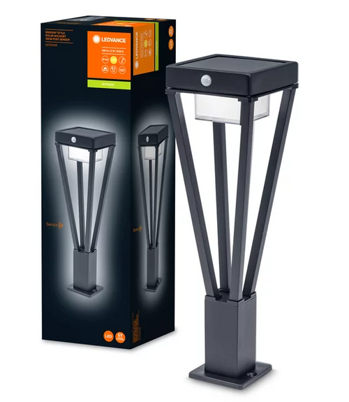 ENDURA Style Solar Bouquet 50cm Post Sensor 6W 550 lm IP44 Black Солнечный светильник "Столбик" с датчиком LEDVANCE фото 1