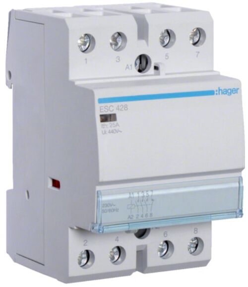 Контактор 25A 4 полюса 3НО+1НЗ [Uc] 230В [Ue] 400 V AC 2- модульный Hager