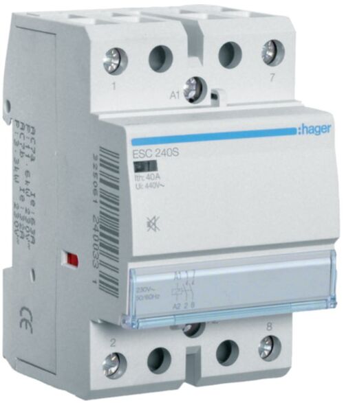Контактор безшумний 40A 2 полюси 2НО [Uc] 230В 3-модульний Hager