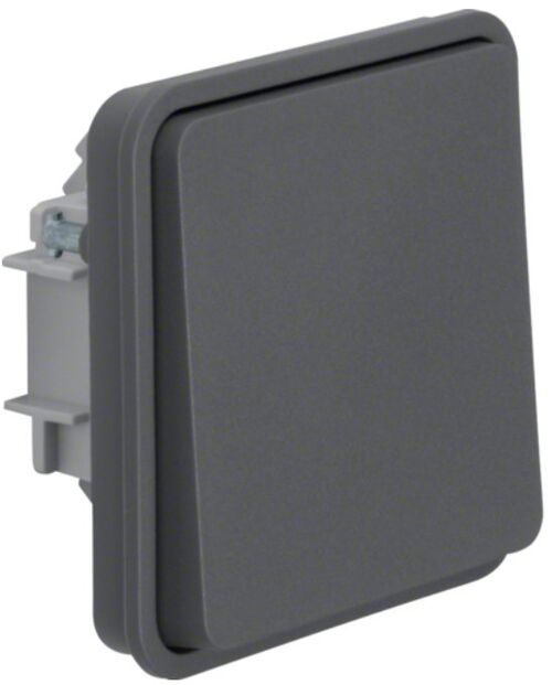 Механізм перемикача з клавішею для поверхневого/прихованого монтажу Berker W.1, сірий матовий Hager 6130763515