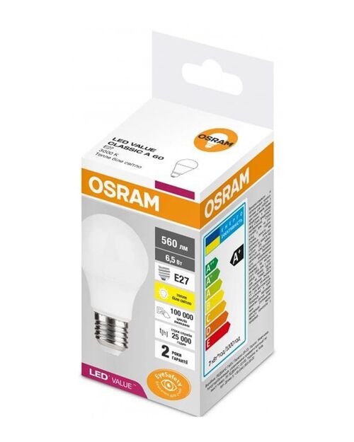 LED VALUE CL P60 6,5W/830 560Lm 230V FR E27 світлодіодна лампа OSRAM фото 1