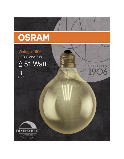 Светодиодная лампа 1906LED GLOBE G125 6.5W/825 230V FIL GOLD E27 OSRAM