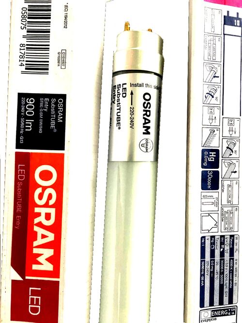 Трубчатая LED лампа лампа ST8E-1.2M 16W/840 220-240V AC OSRAM прямого включения  замена TL-D 36W